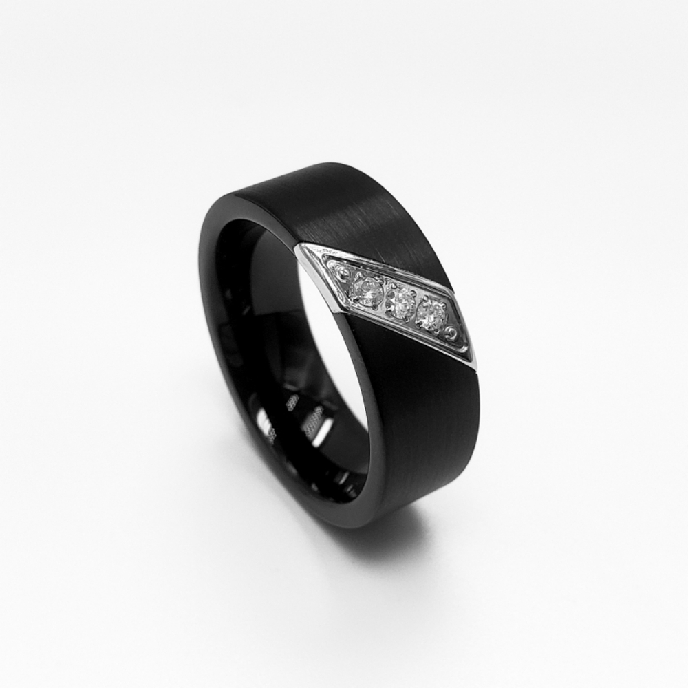 Thorsten LIAM black tungsten diamond band size 10